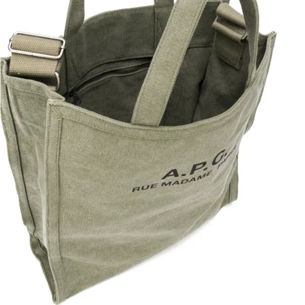 A.P.C. Olive Green Canvas cotton Tote Bag
